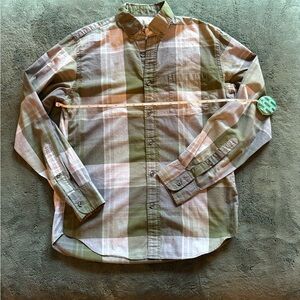 J. Crew Olive and Gray Plaid Button Down Shirt